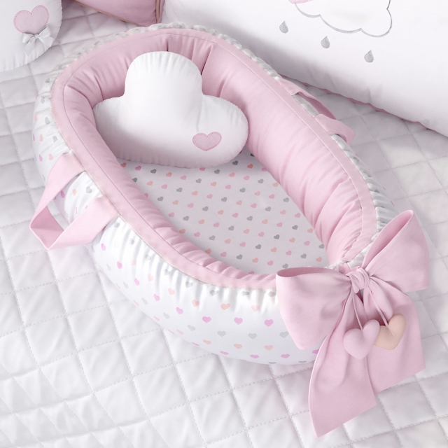 Ninho para Bebê Redutor de Berço Corações 80cm