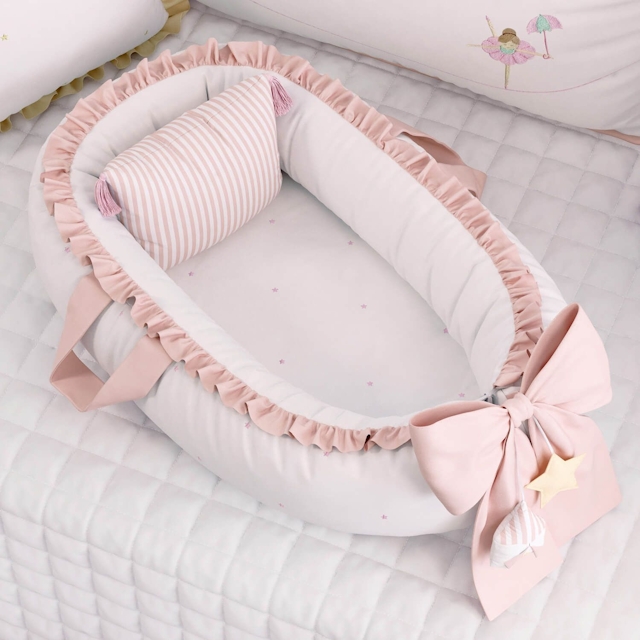Ninho para Bebê Redutor de Berço Circo Estrelinhas Rosé 80cm