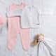 Saída Maternidade Tricot Jacquard Casaquinho Branco/Rosa 03 peças - imagem 1
