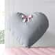 Almofada Coração Lacinho Cinza e Rosa 28cm - imagem 1