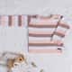 Saída Maternidade Tricot Casaquinho Listrado Rosa 03 Peças - imagem 2