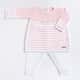 Saída Maternidade Tricot Vestido Listrado com Flores e Calça Branca 02 Peças - imagem 2