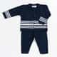 Saída Maternidade Tricot Cardigan e Calça Listras Marinho e Branco 02 Peças - imagem 2