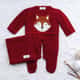 Saída Maternidade Tricot Jacquard Raposa Feliz Vermelho 02 Peças - imagem 1