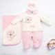 Saída Maternidade Ursinha Poá Rosa e Creme 04 Peças - imagem 1