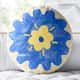 Almofada Redonda Flor Miosótis Azul e Amarelo 33cm - imagem 1