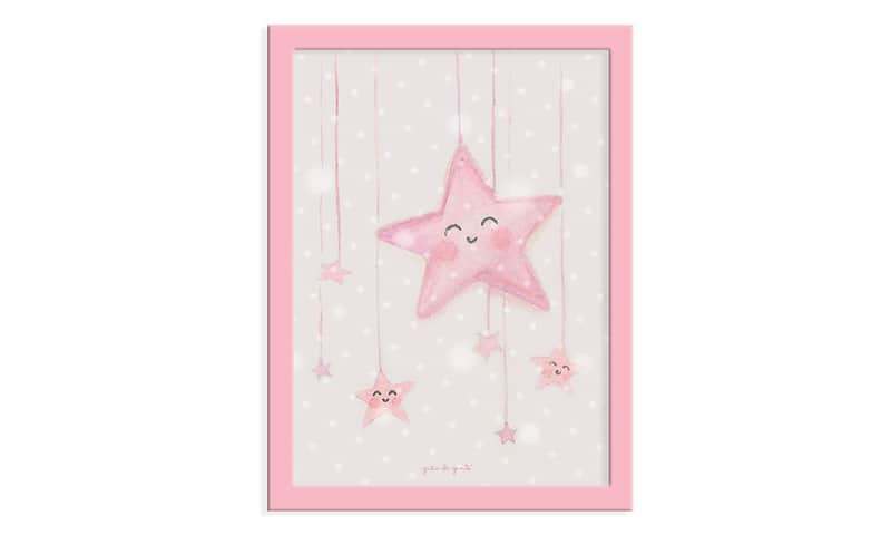 Quadro Céu de Estrelas Cor-de-Rosa 34CM