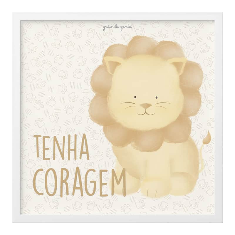 Quadro Safári Aquarela Leãozinho Tenha Coragem 38cm