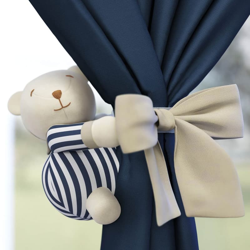 Prendedor de Cortina Urso Luxo Azul Marinho 2 Peças
