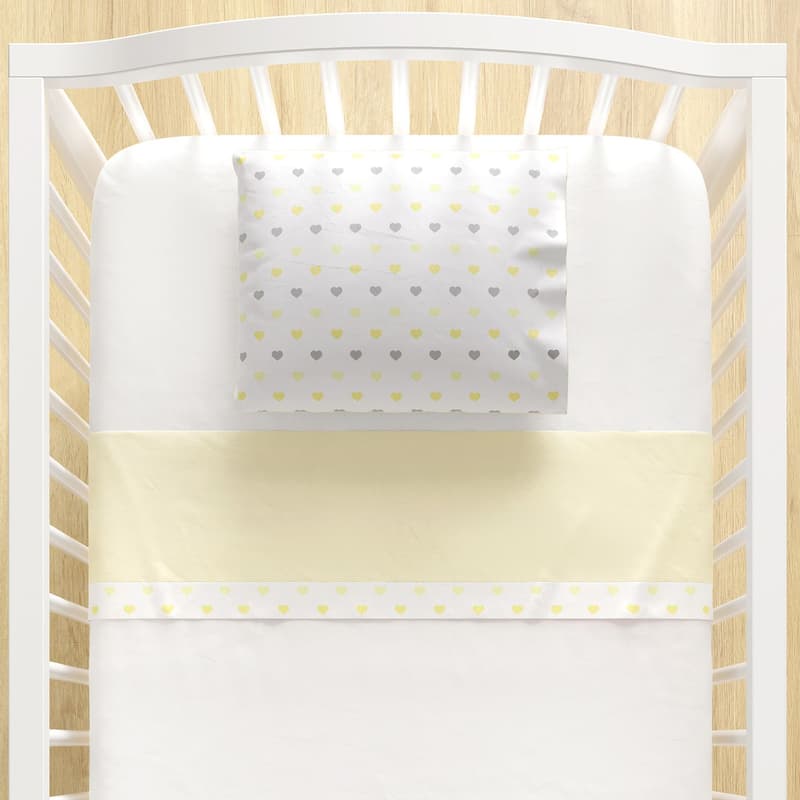 Jogo de Lençol Berço Corações Rosa 3 peças