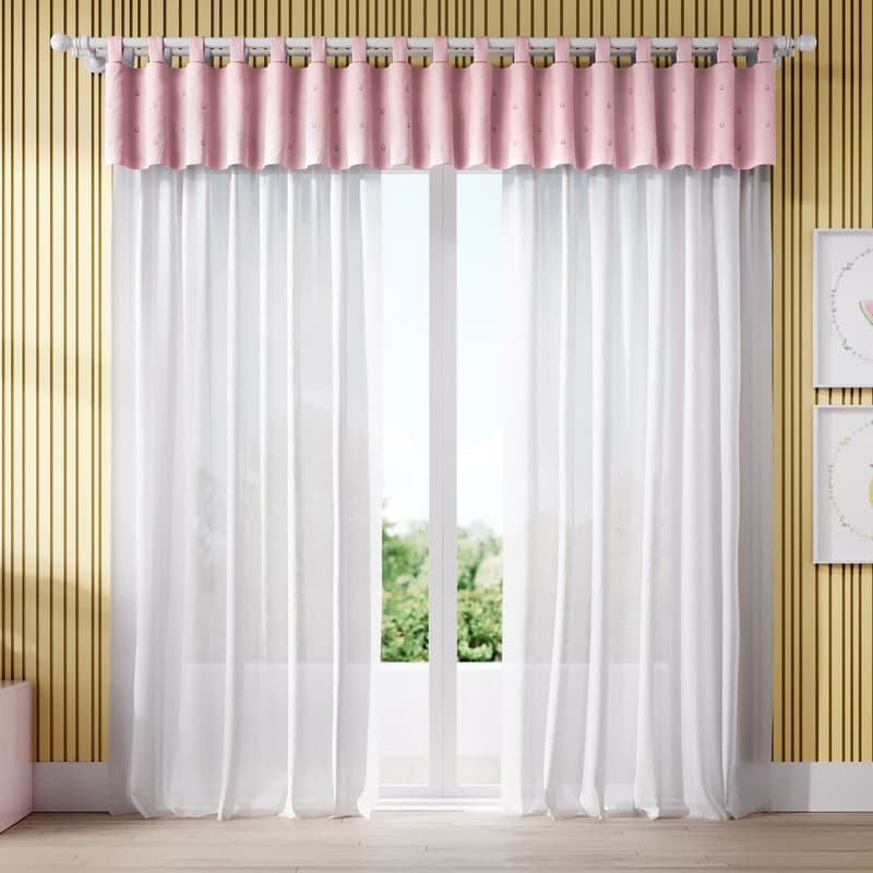 Cortina Bordada Melancia Rosa