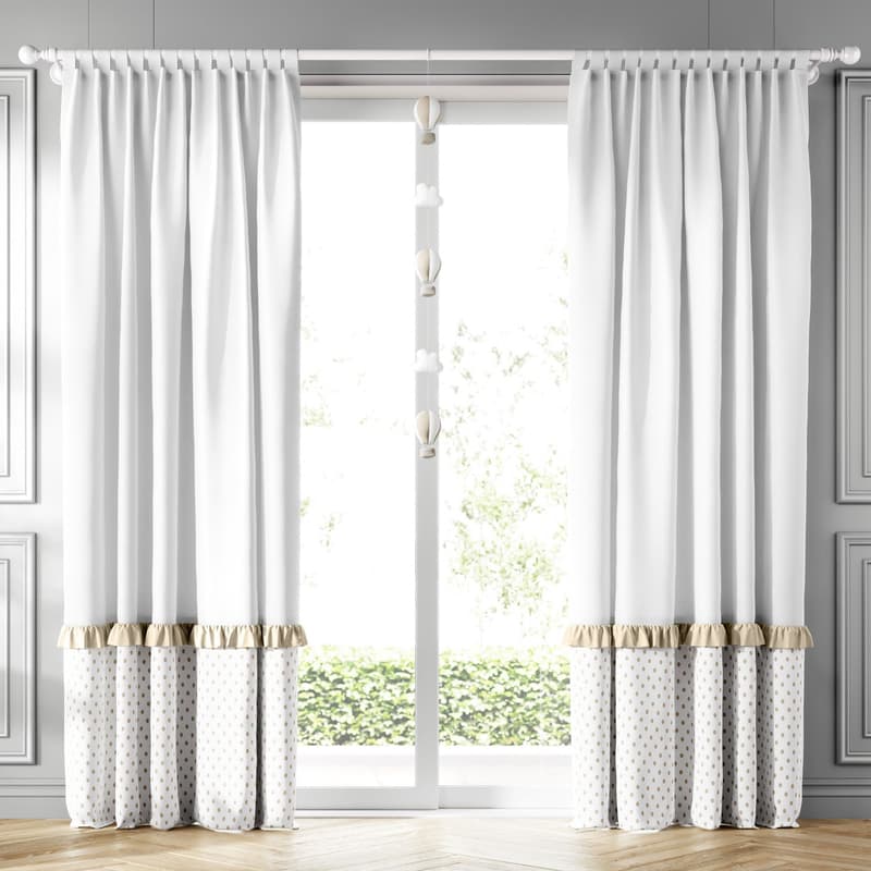 Cortina Poá Babado Bege