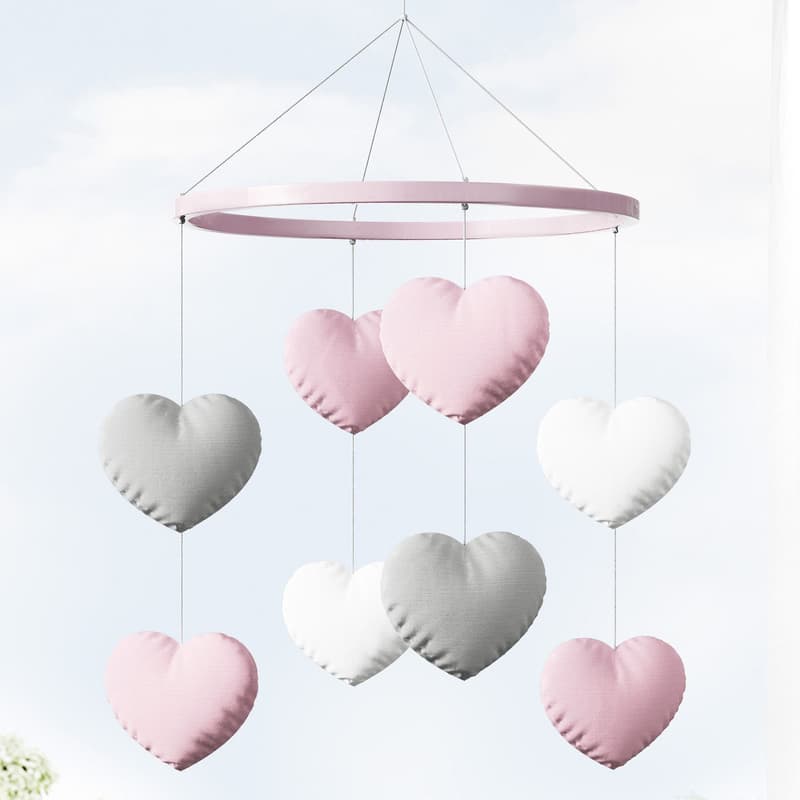 Móbile Corações Rosa