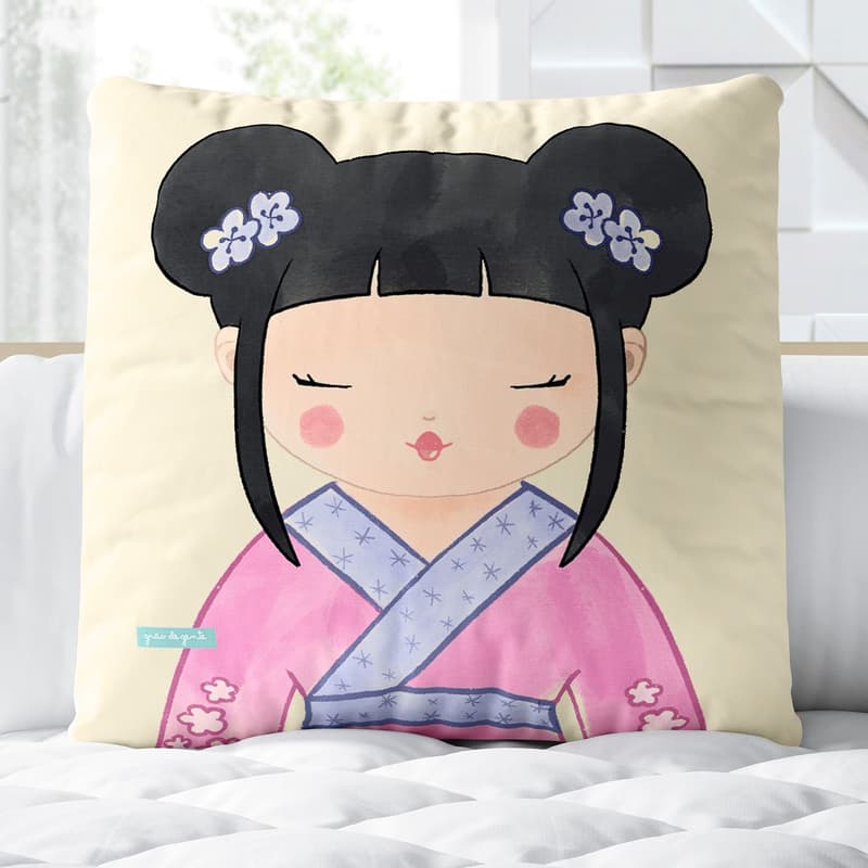 Almofada Quadrada Meninas do Mundo Saori 30cm