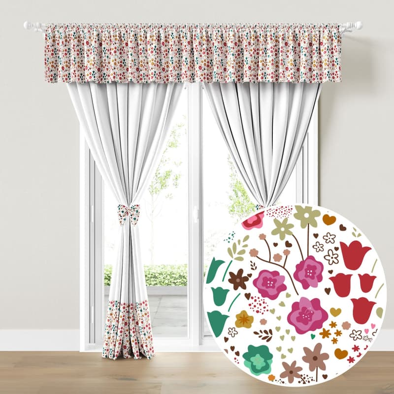 Cortina Infantil e Bebê Flores