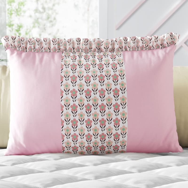 Almofada Retangular Flores do Campo Rosa 35cm