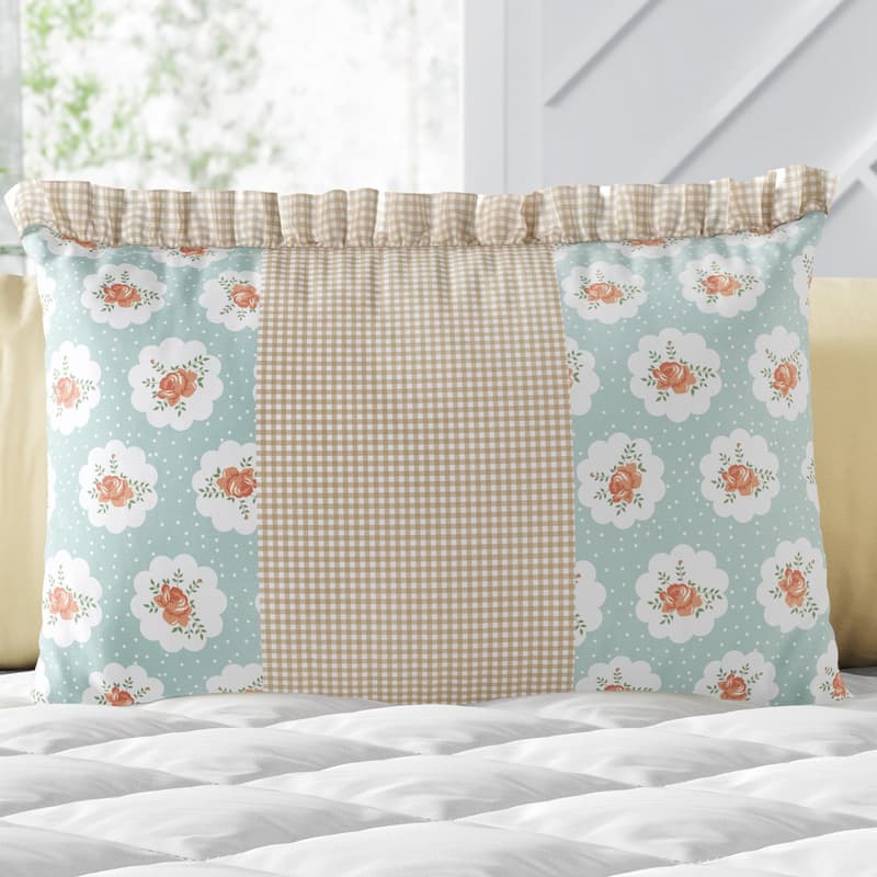 Almofada Retangular Floral Liberty Poá Verde 35cm