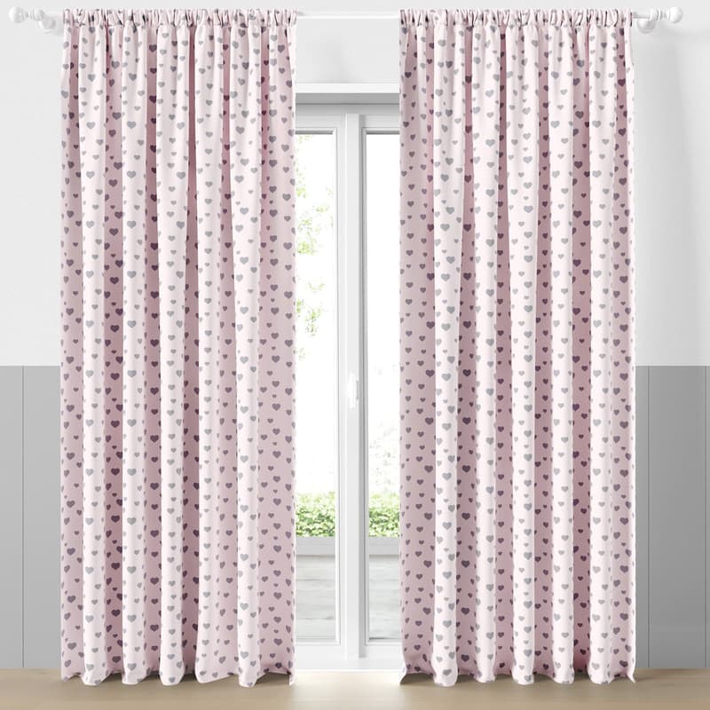 Cortina Infantil e Bebê Corações Cinza