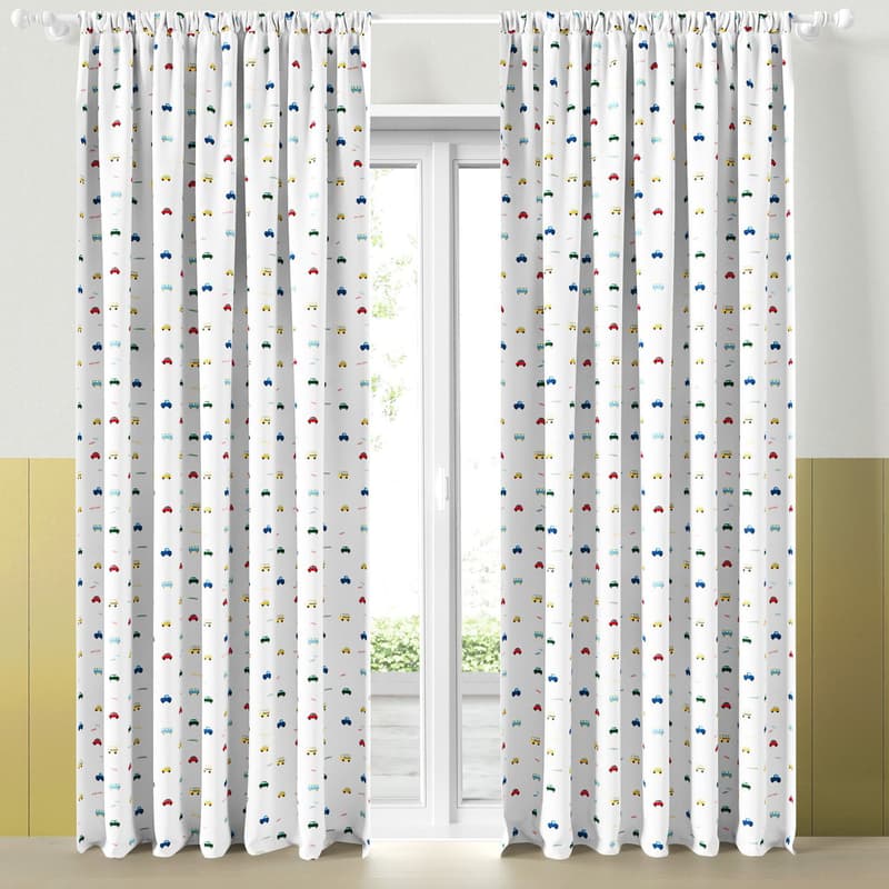 Cortina Infantil e Bebê Amiguinhos Carrinhos Coloridos