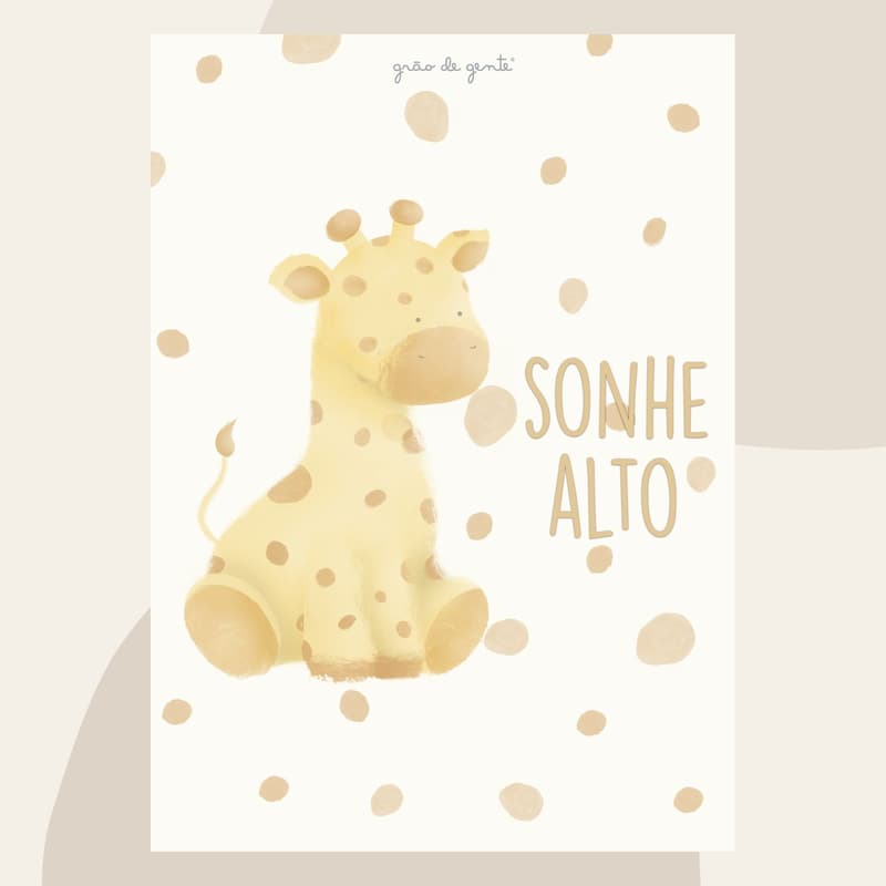 Pôster Adesivo Safári Aquarela Girafa