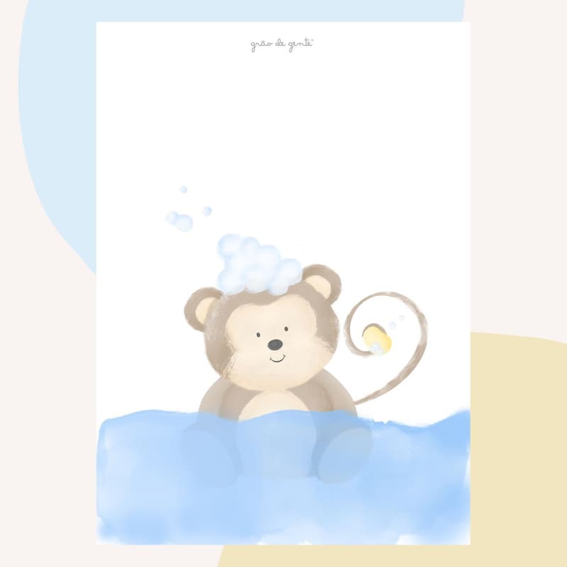 Pôster Adesivo Safári na Água Macaquinho