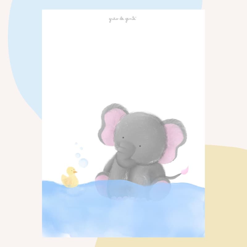 Pôster Adesivo Safári na Água Elefantinho