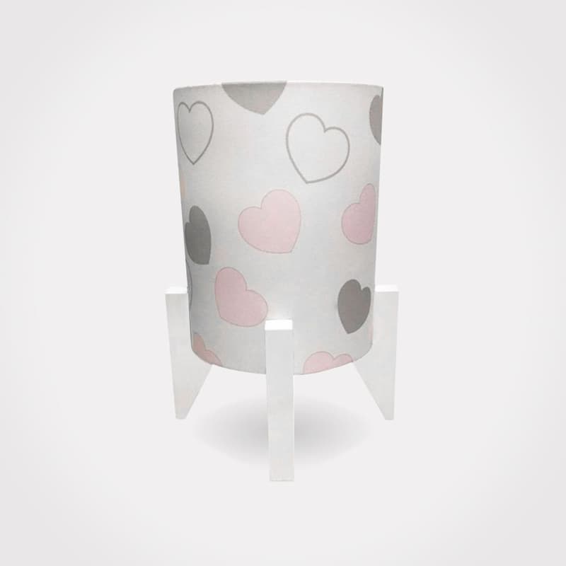 Abajur Luminária Corações Rosa e Cinza