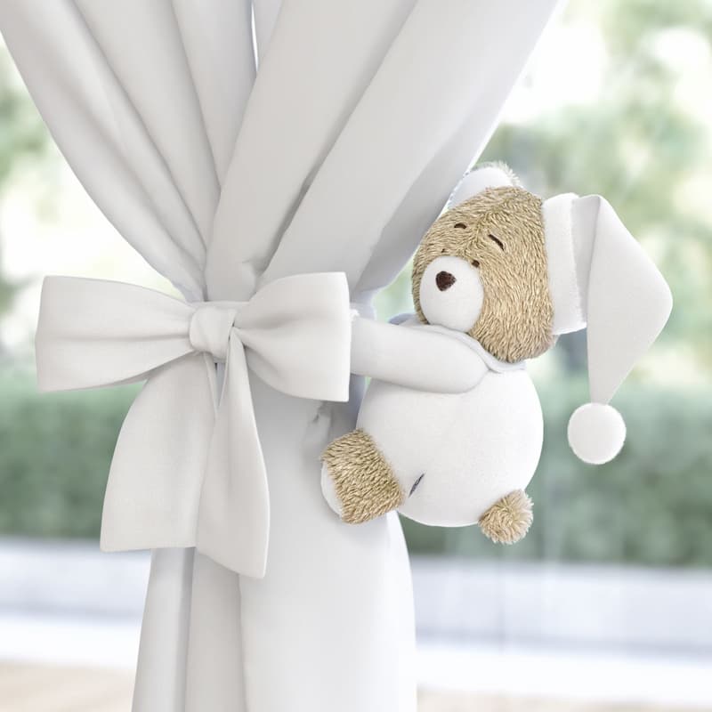 Prendedor de Cortina Ursinho Branco Clássico 2 Peças