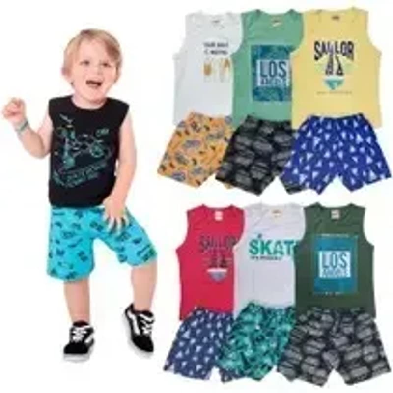 Conjunto Curto Bebê Regata P Cores Sortidas