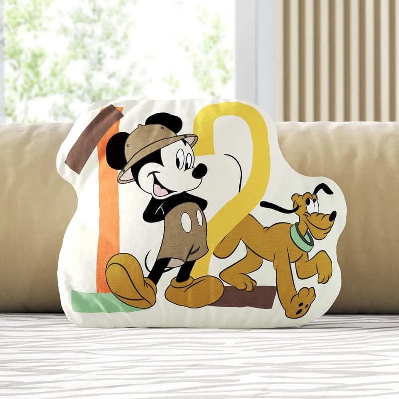 Almofada Mesversário Mickey Mouse e Pluto Safári 12 Meses 20cm