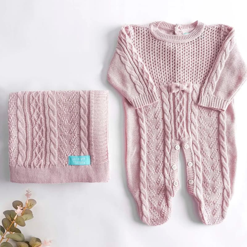 Saída Maternidade Tricot Rosa RN