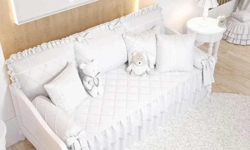 Edredom Matelado Cama Babá Branco Clássico