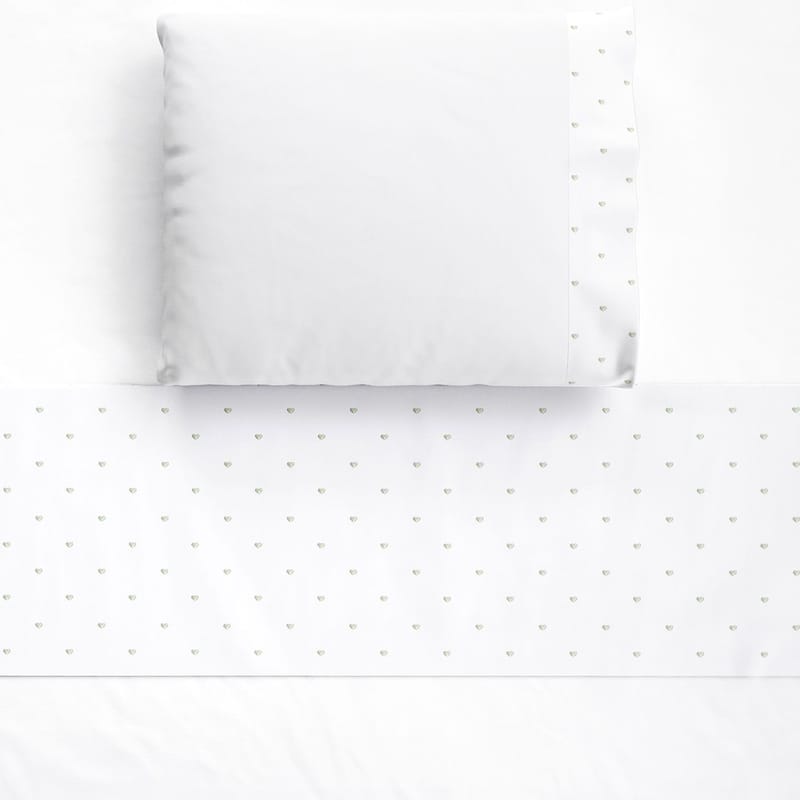 Jogo de Lençol Berço Bordado Coração Petit 3 peças