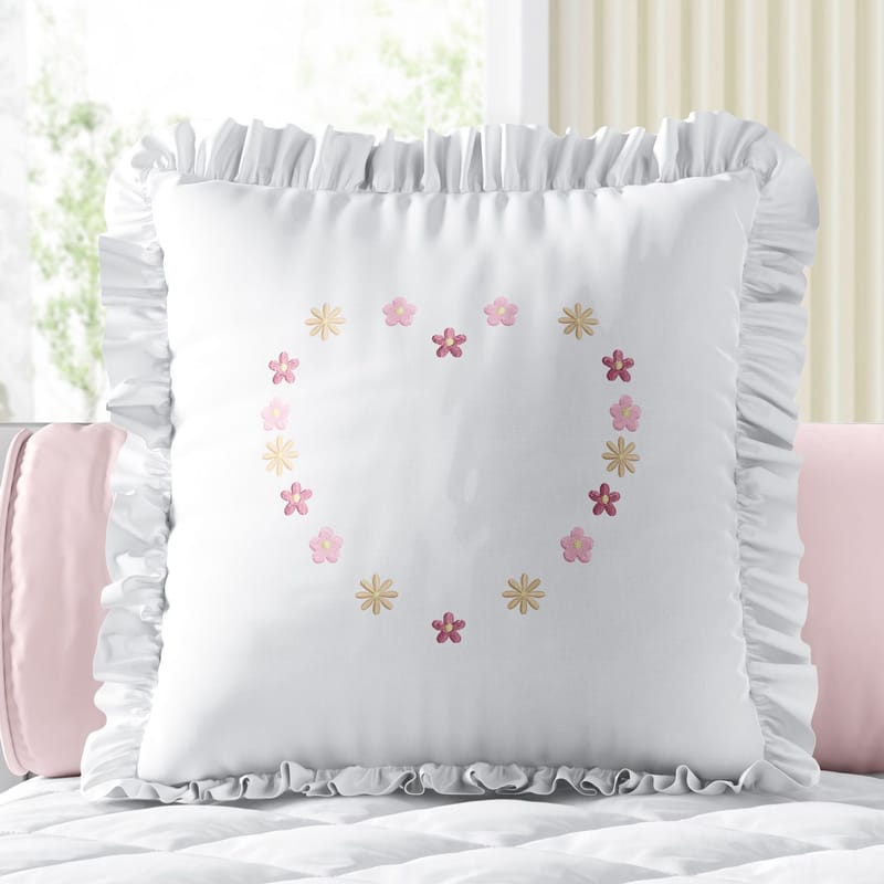 Almofada Quadrada Floral Coração