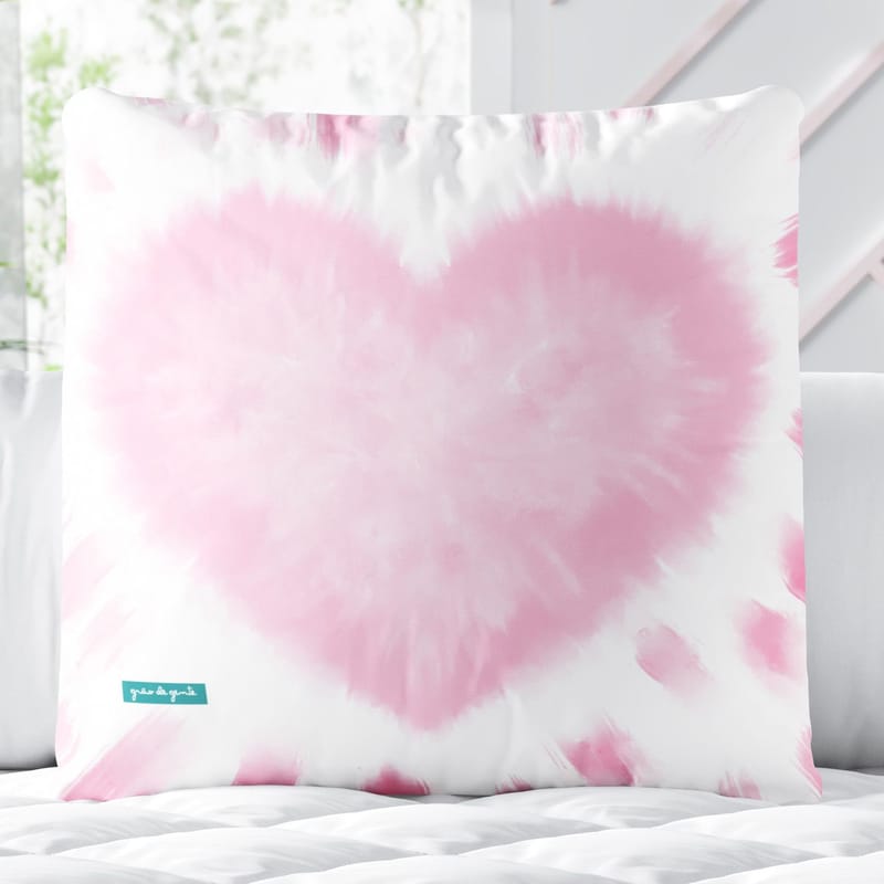 Almofada Quadrada Coração Tie Dye Rosa 30cm