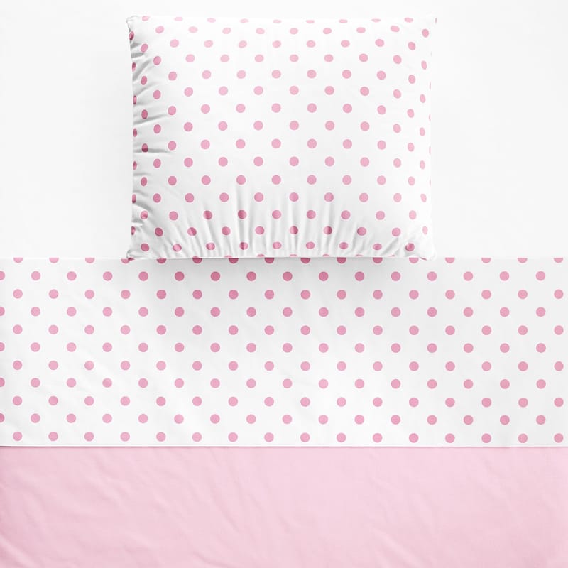 Jogo de Lençol Berço Poá Rosa e Branco 3 Peças