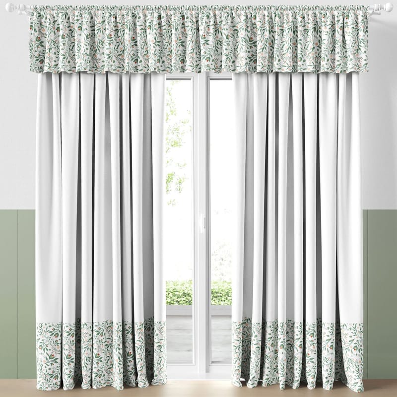 Cortina Infantil e Bebê Folhas do Bosque Verde