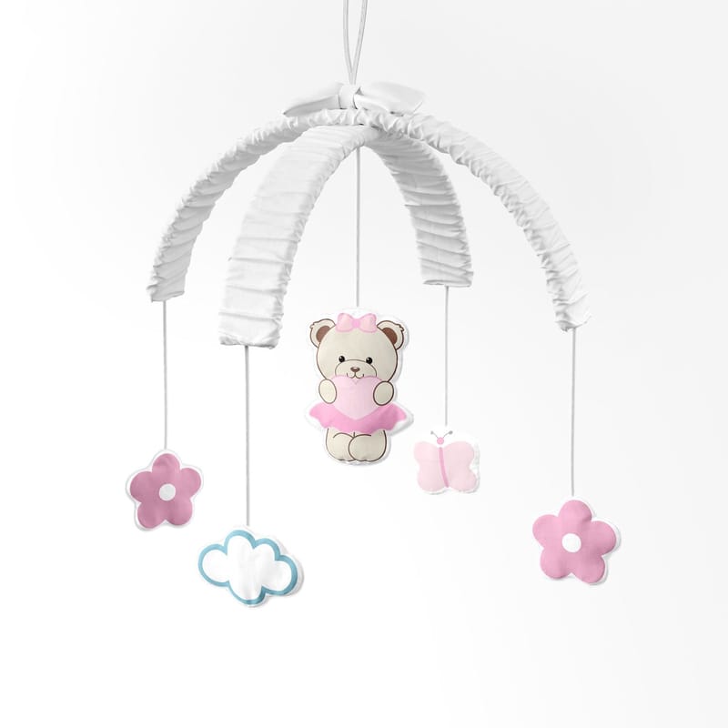 Móbile Ursinha Coração Rosa