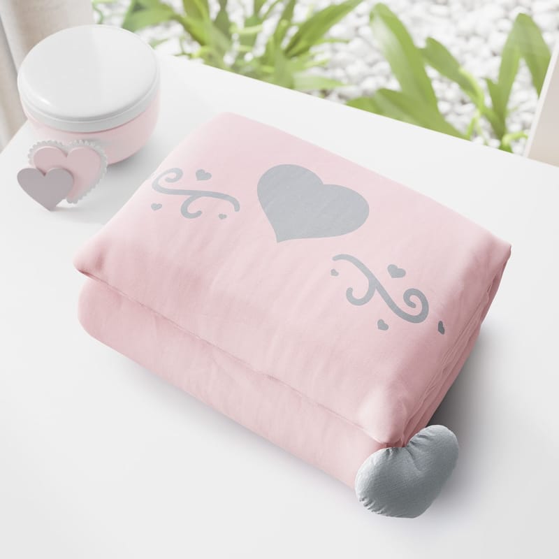 Trocador de Fraldas Portátil Coração Cinza e Rosa 73x40cm