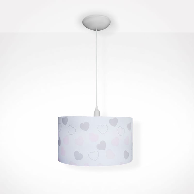 Luminária Pendente Corações Rosa e Cinza