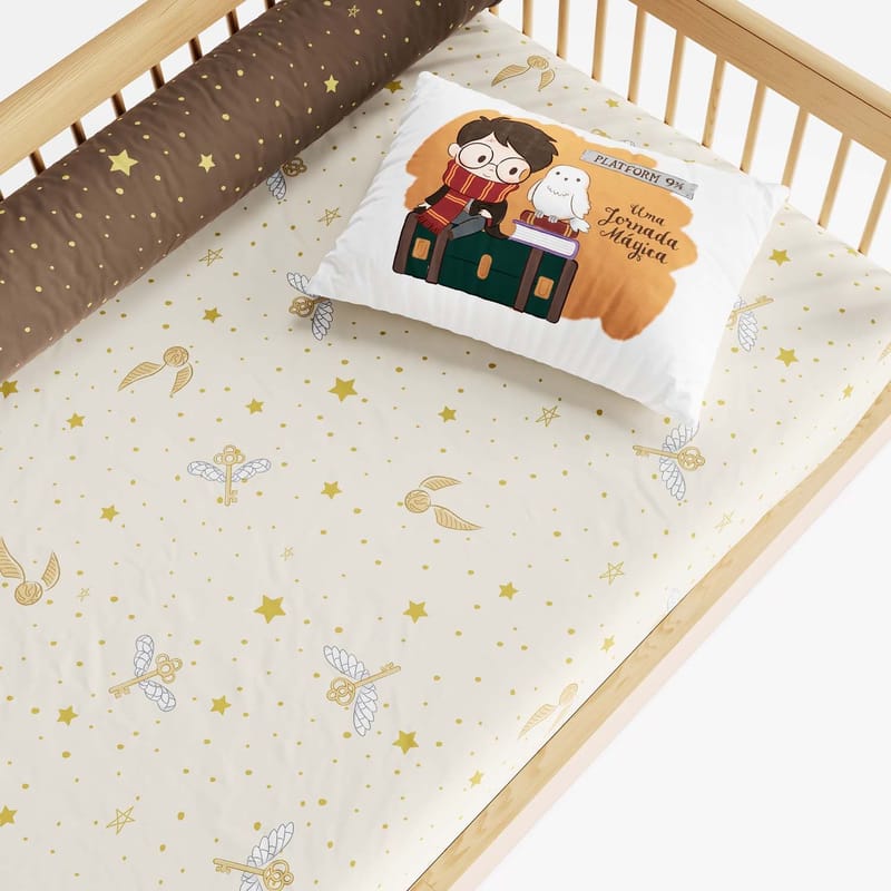 Jogo de Lençol Mini Cama Harry Potter e Coruja Edwiges