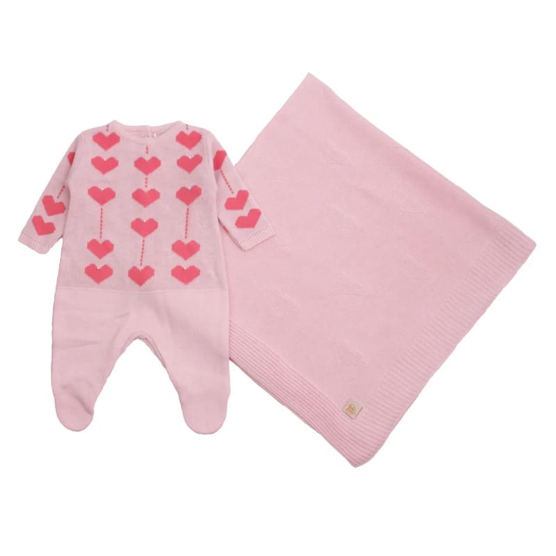 Saída Maternidade Din Don Corações e Pérolas Vermelho