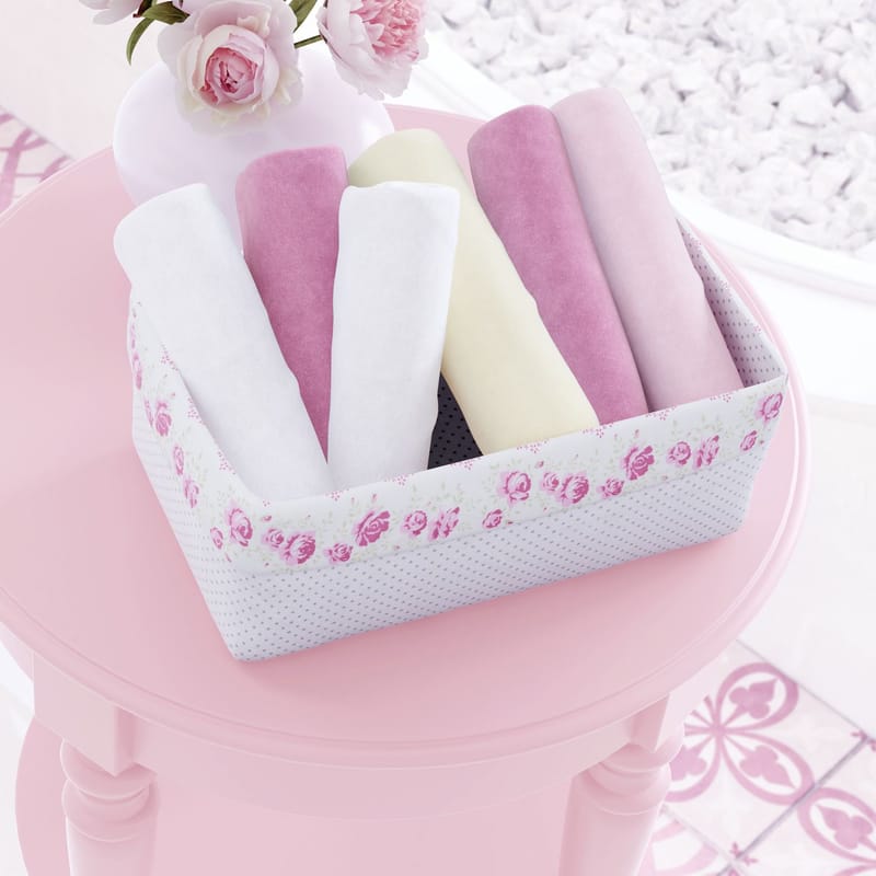 Cesto Organizador Patchwork Rosa 36cm