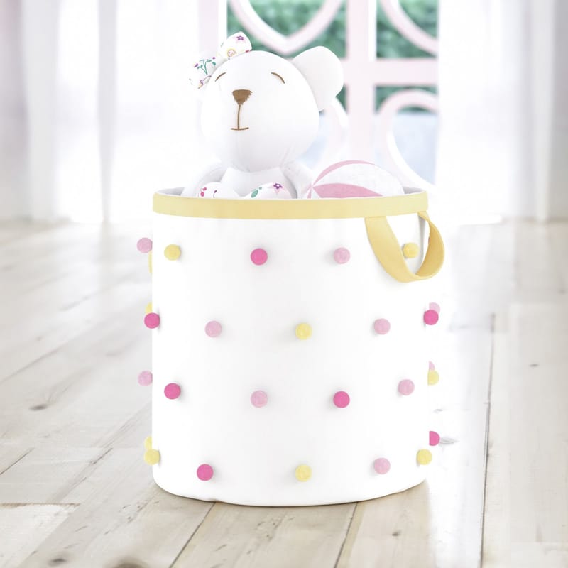 Cesto Organizador para Brinquedos Pompom Floral Moderna 35cm