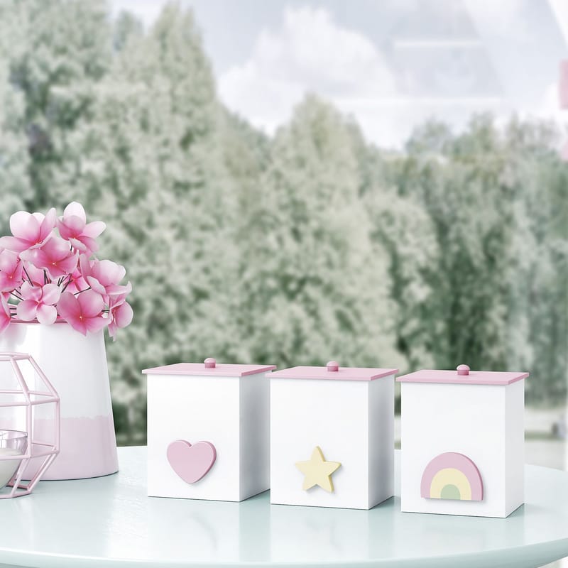 Jogo de Potes Arco-íris, Estrela e Coração