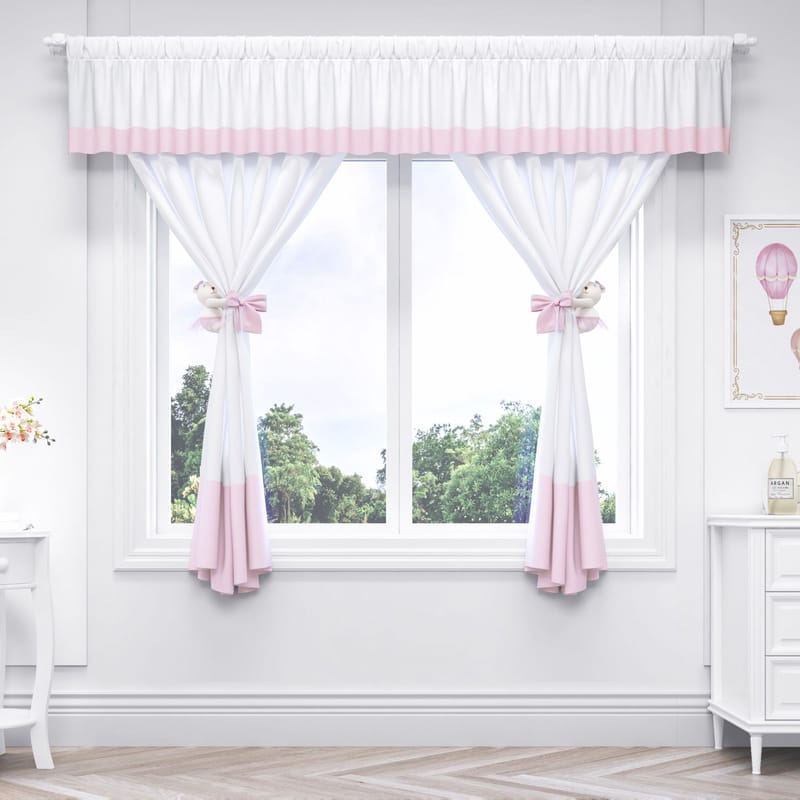 Cortina Luxo Branca/Azul 1,50m