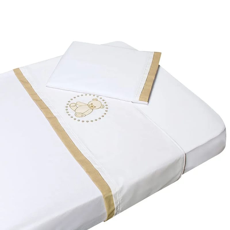 Jogo de Lençol Berço Teddy Cáqui