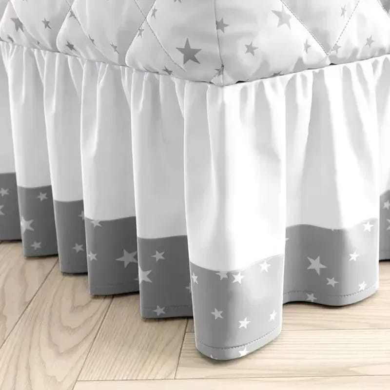 Saia para Cama Infantil Solteiro Estrelinha Branco