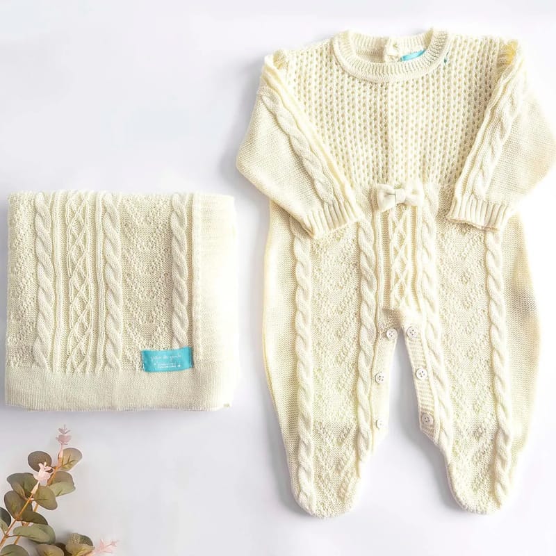 Saída Maternidade Tricot Amarelo RN