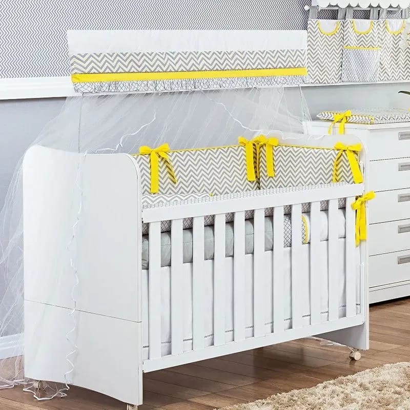 Kit Berço Amarelo Chevron